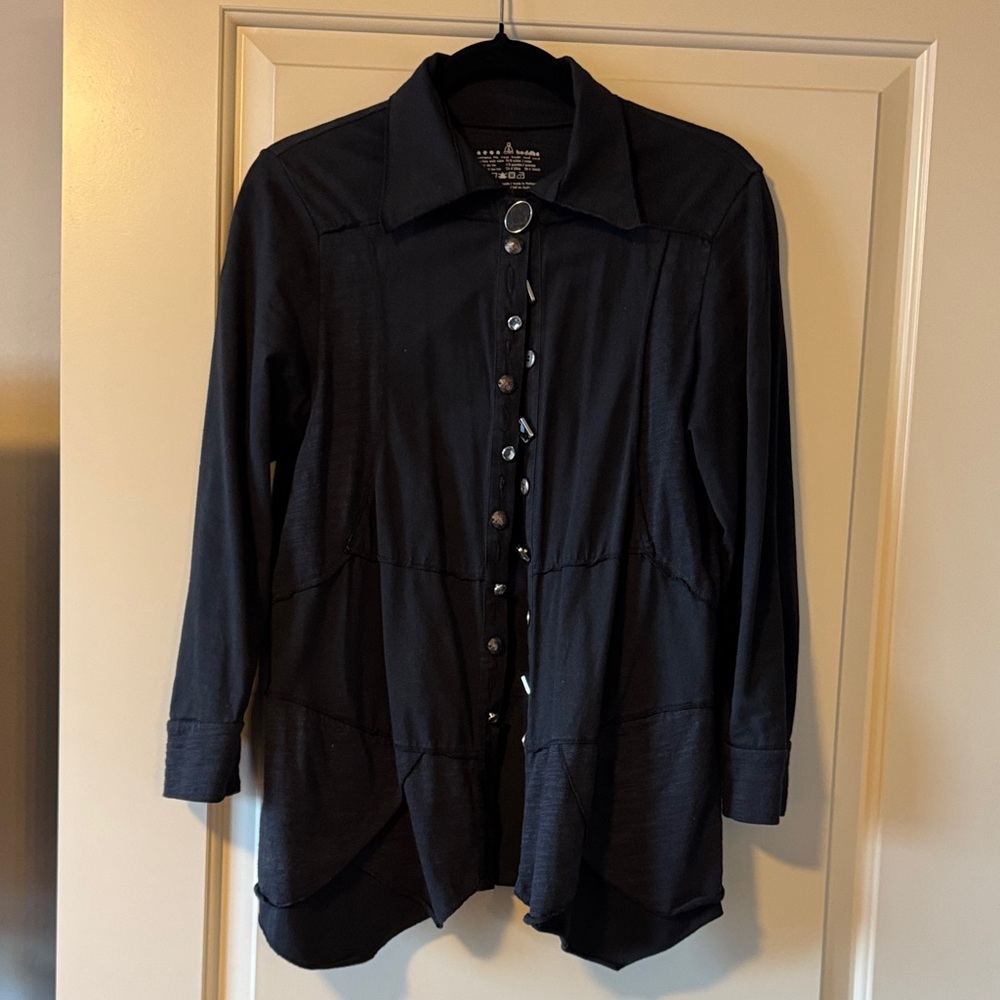 Neon Buddha Women's Black Button-Front Blazer